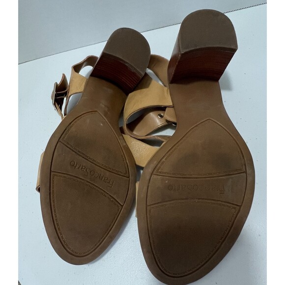 Franco Sarto Helga Sandals Tan Brown Leather Stacked Block Heel Women's Size 9.5 - Picture 7 of 10